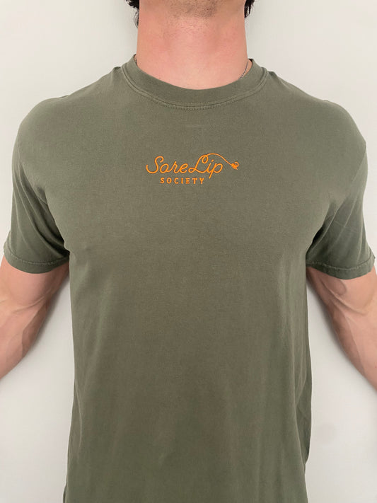 Society Tee (Olive/Orange)